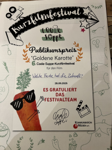 Urkunde für den Publikumspreis